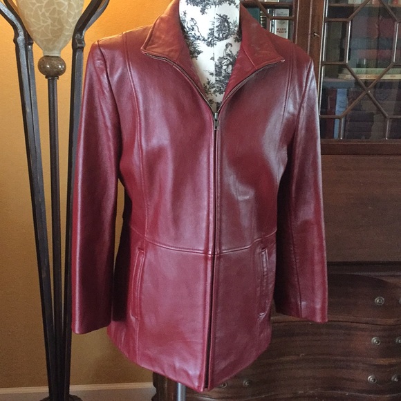 Stylish Alfani red leather jacket